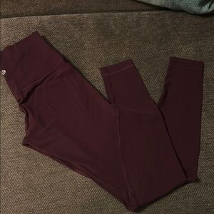 Lululemon burgundy  Leggings high waist full leg sz 4